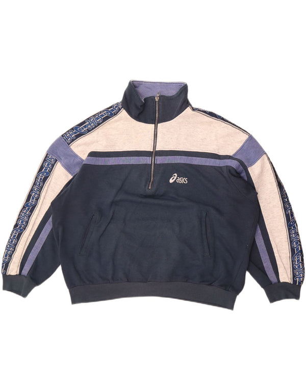 Γυναικεία φούτερ με γραφικά υπερμεγέθη Asics Jumper UK 14 Large Navy Blue