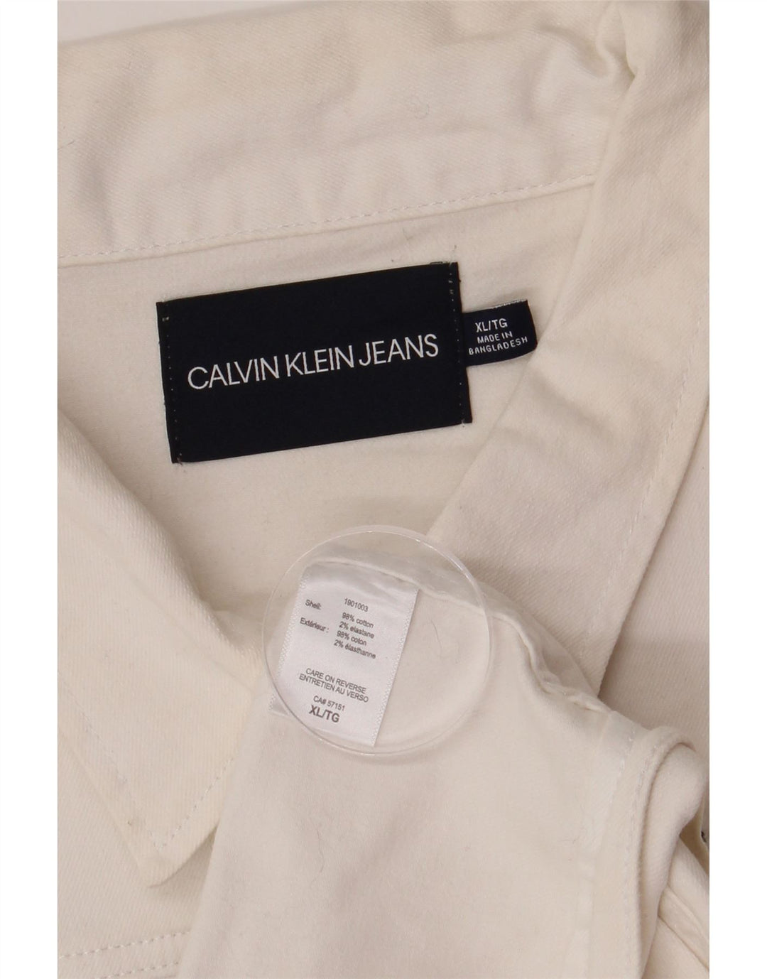 Calvin Klein Jeans Γυναικείο Τζιν Μπουφάν UK 18 XL Λευκό βαμβακερό