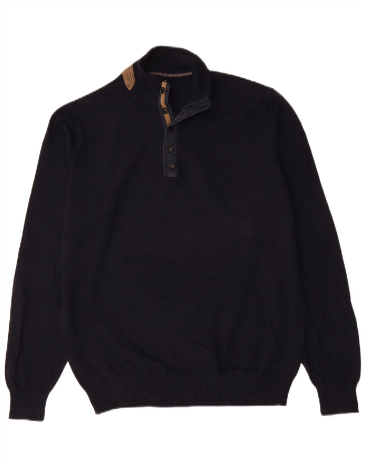 Massimo Dutti Ανδρικό πουλόβερ με λαιμό με κουμπιά από βαμβακερό χρώμα