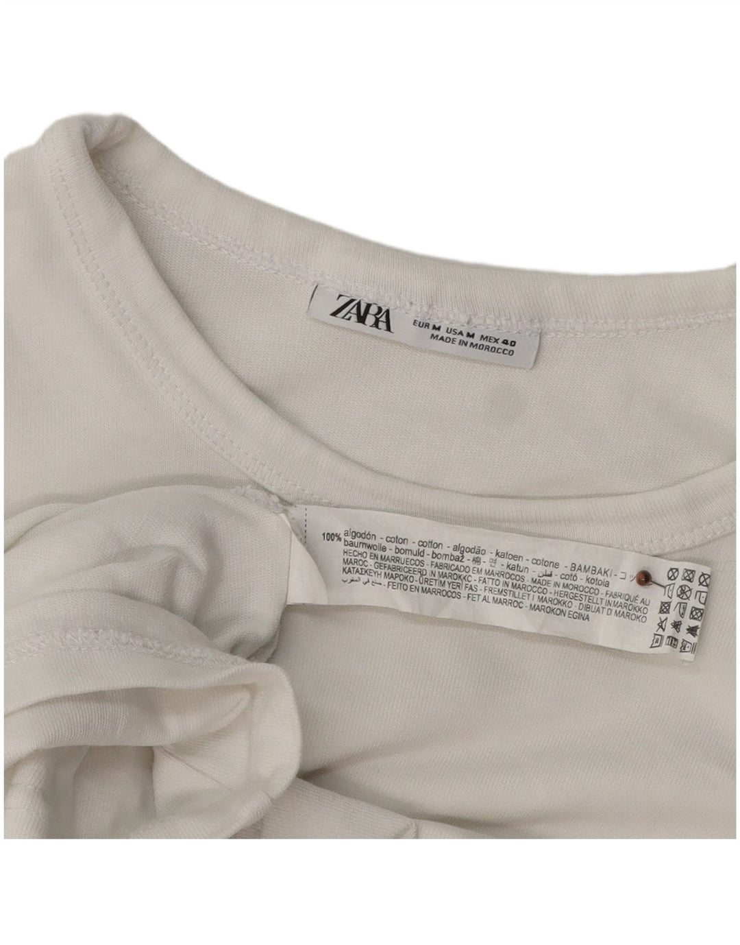 Ανδρικό T-Shirt ZARA Μπλουζάκι μεσαίο λευκό βαμβακερό