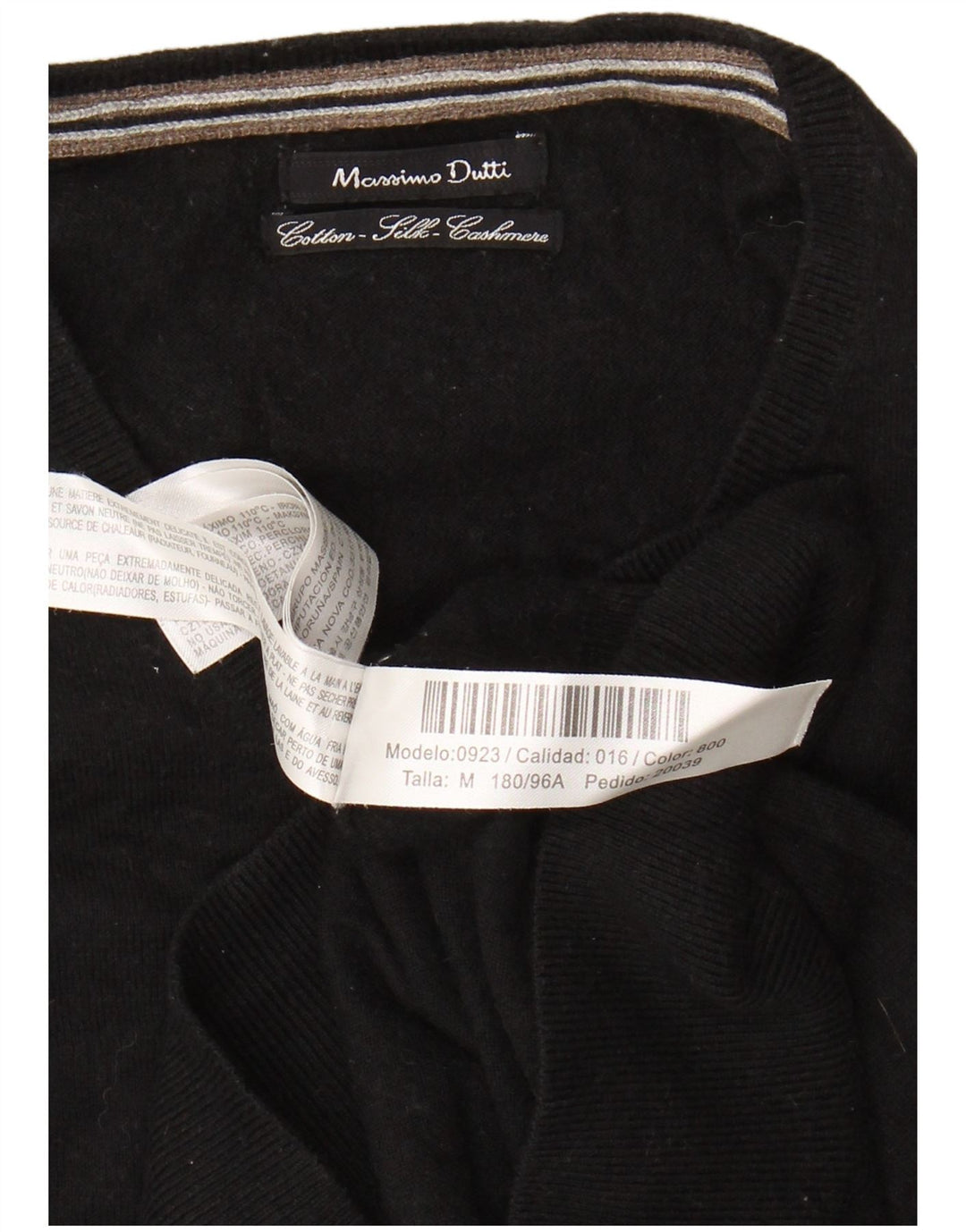 MASSIMO DUTTI Γυναικείο πουλόβερ με λαιμόκοψη με V λαιμόκοψη UK 14 μεσαίο μαύρο βαμβακερό