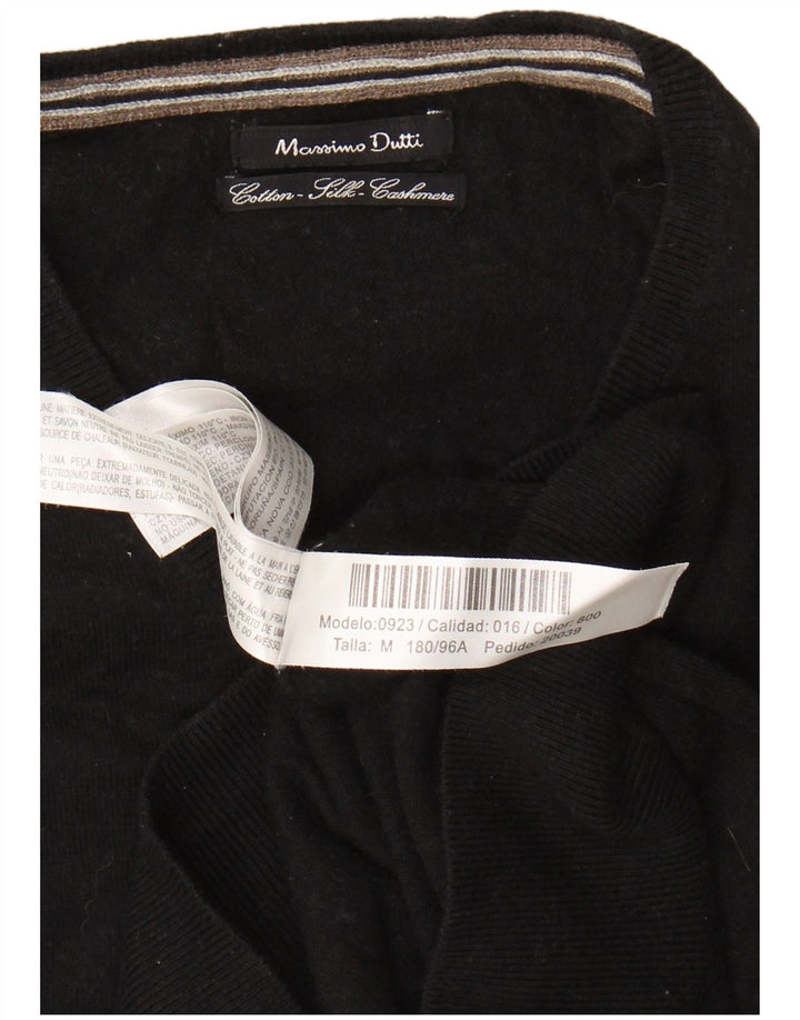 MASSIMO DUTTI Γυναικείο πουλόβερ με λαιμόκοψη με V λαιμόκοψη UK 14 μεσαίο μαύρο βαμβακερό
