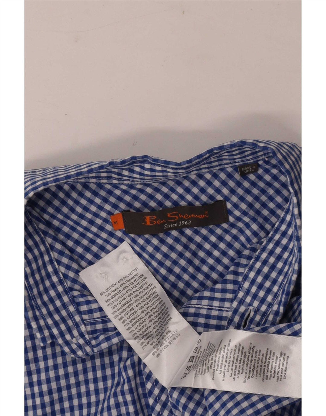 Ανδρικό πουκάμισο Ben Sherman, μεσαίο μπλε βαμβακερό Gingham
