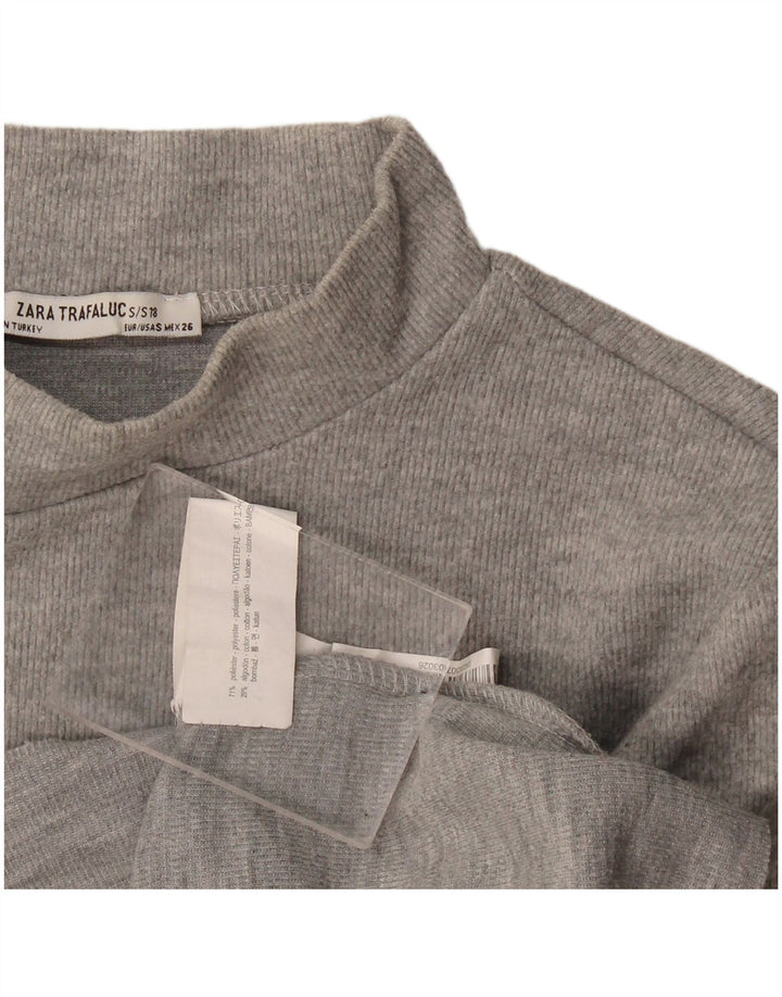 Zara Γυναικείο T-Shirt Crop Top UK 10 Small Grey Polyester