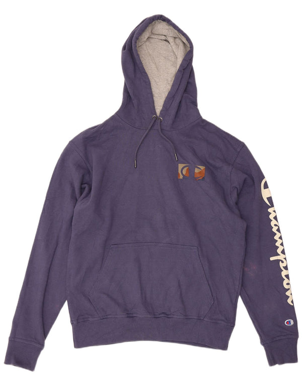 Champion Mens Graphic Regular Fit Jumper με κουκούλα μεσαίου μπλε βαμβακερό