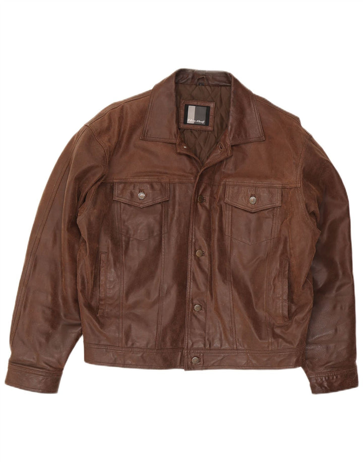Ανδρικό δερμάτινο μπουφάν Henry Morell Loose Fit UK 40 Large Brown