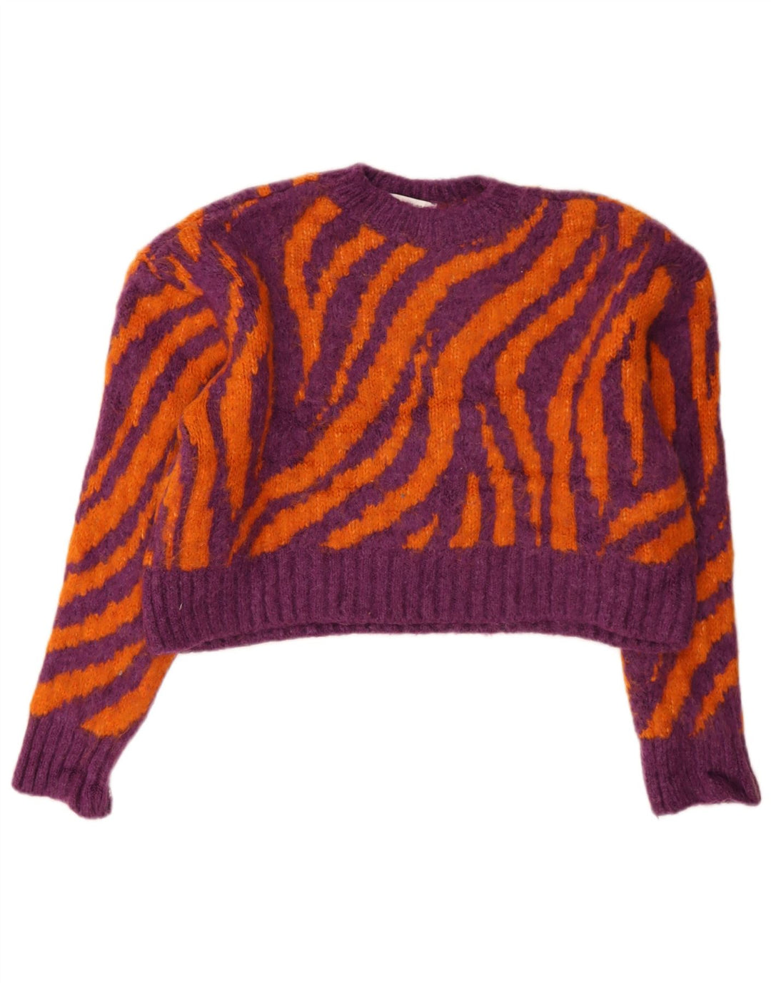Zara Γυναικείο πουλόβερ με λαιμόκοψη Crop UK 10 Small πολύχρωμο