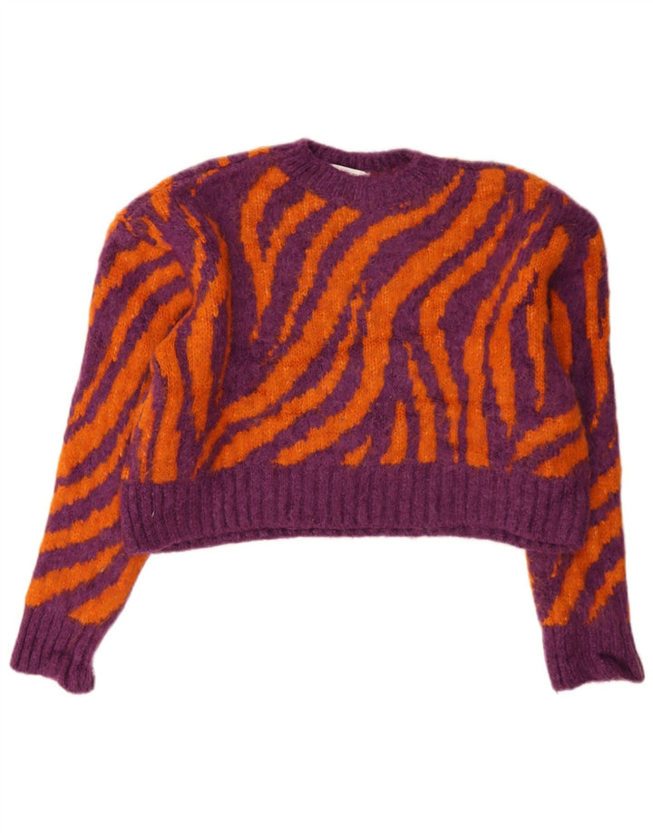 Zara Γυναικείο πουλόβερ με λαιμόκοψη Crop UK 10 Small πολύχρωμο