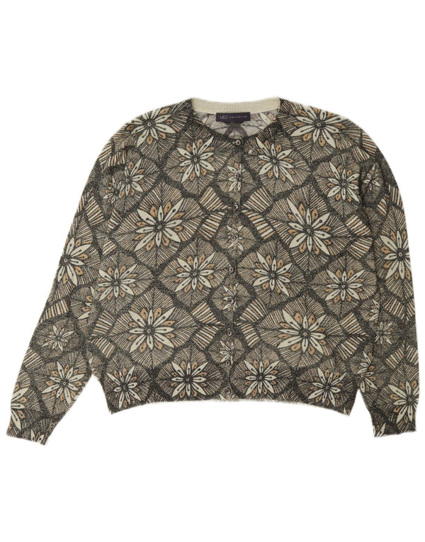 Marks & Spencer Γυναικεία ζακέτα πουλόβερ UK 14 Medium Grey Floral Classic