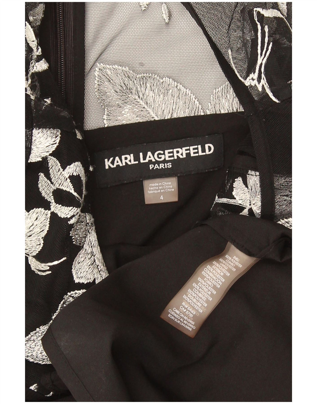 Γυναικείο φόρεμα με θήκη Karl Lagerfeld US 4 Small Black Floral Polyester