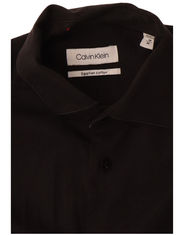Ανδρικό πουκάμισο Calvin Klein Νούμερο 38 Small μαύρο βαμβακερό