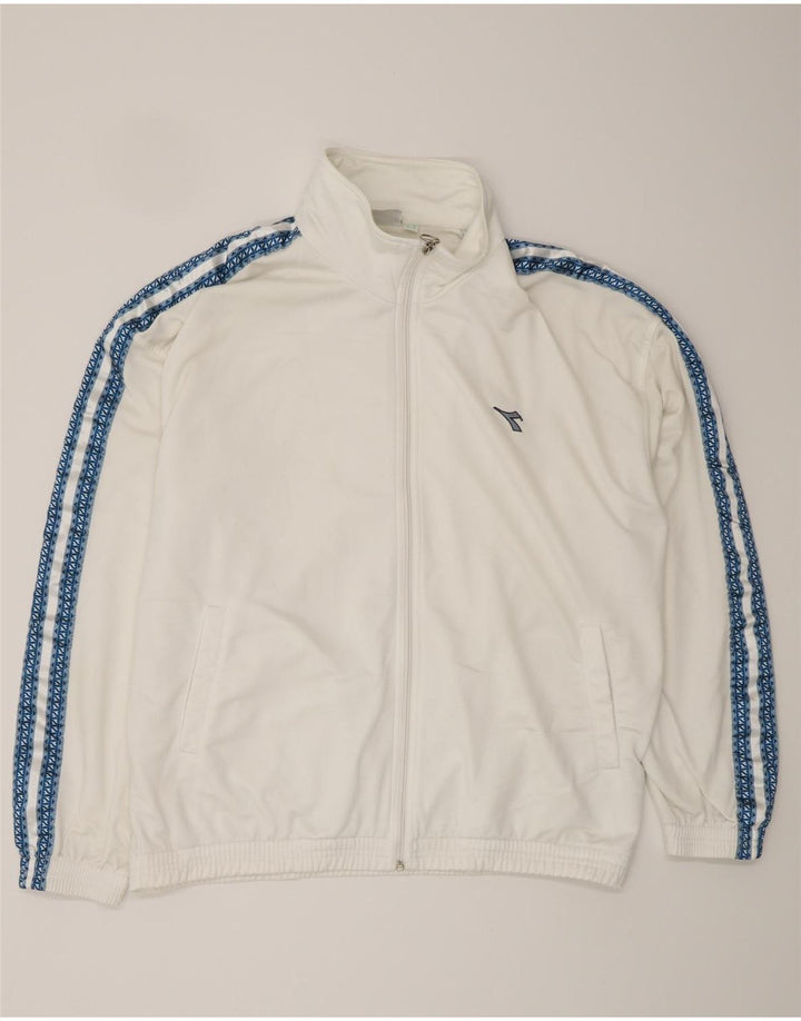 DIADORA Ανδρική φόρμα φόρμας γραφικών Top Jacket UK 42 Large White Polyester