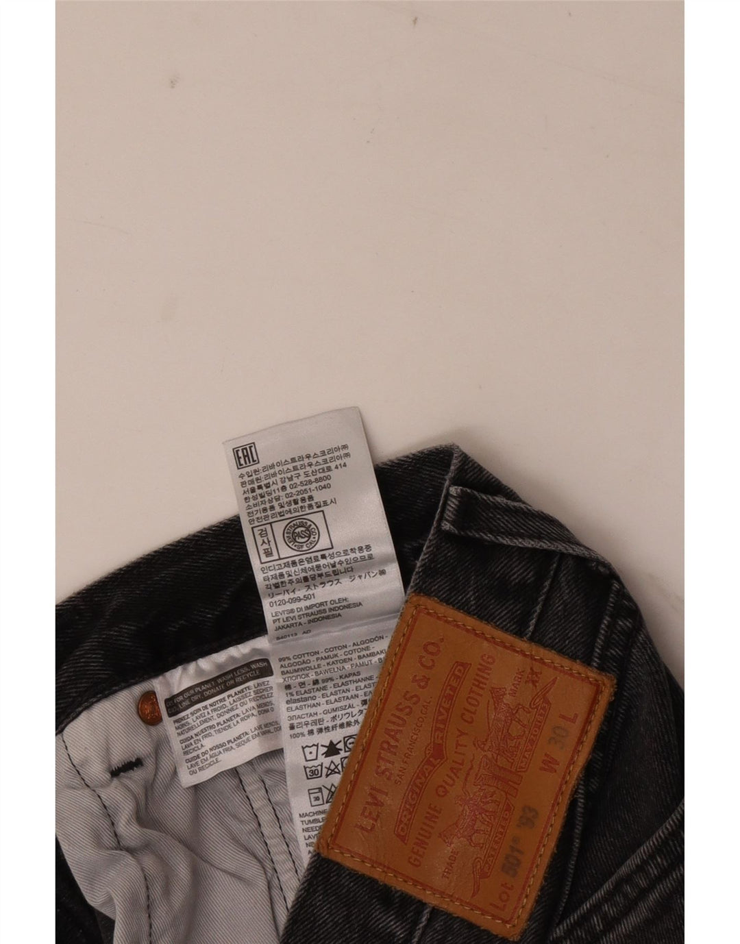 Levi's Mens 501 Straight Jeans W30 L28 Γκρι βαμβακερό