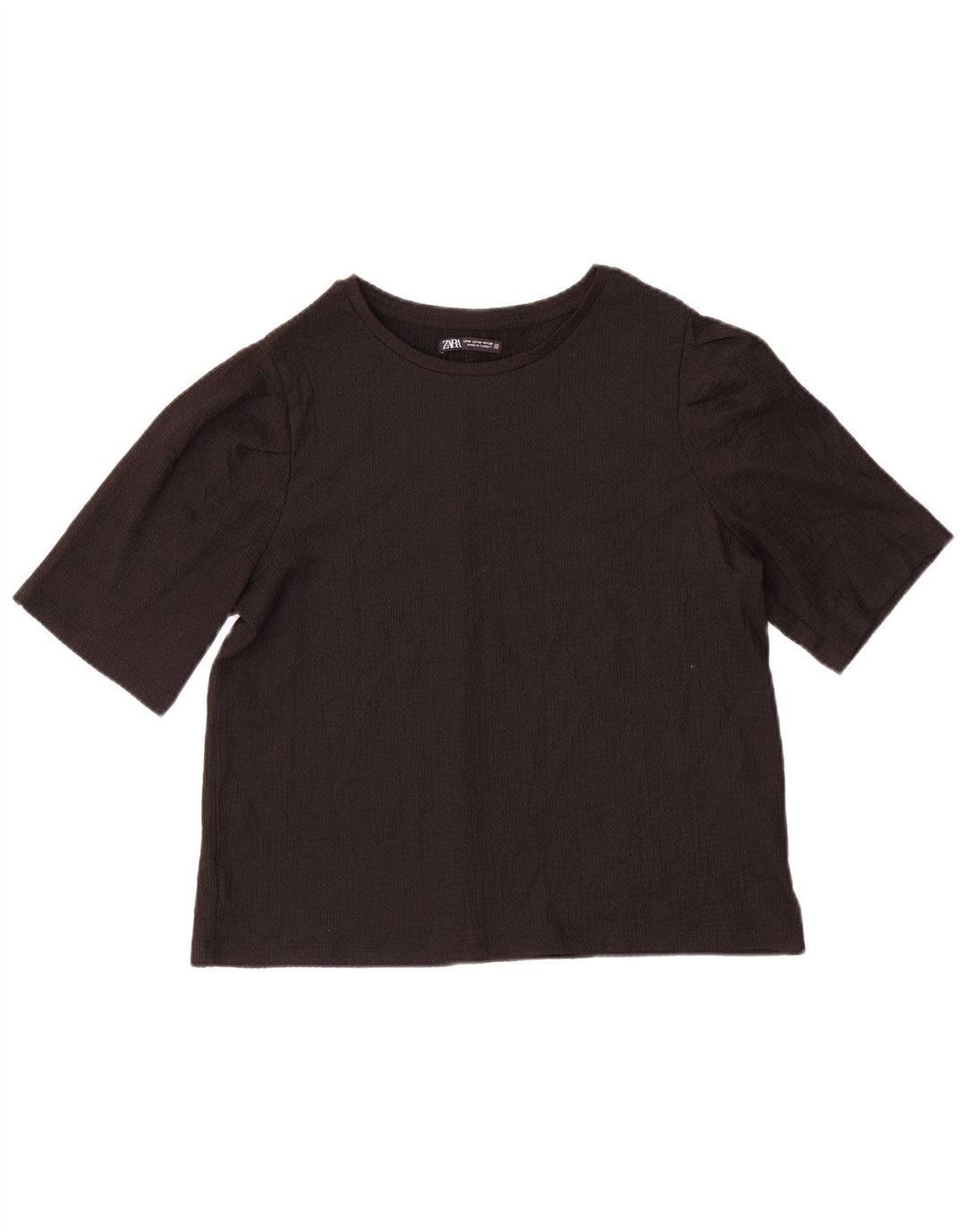 Zara Γυναικείο T-Shirt Top UK 14 Medium Black Polyester