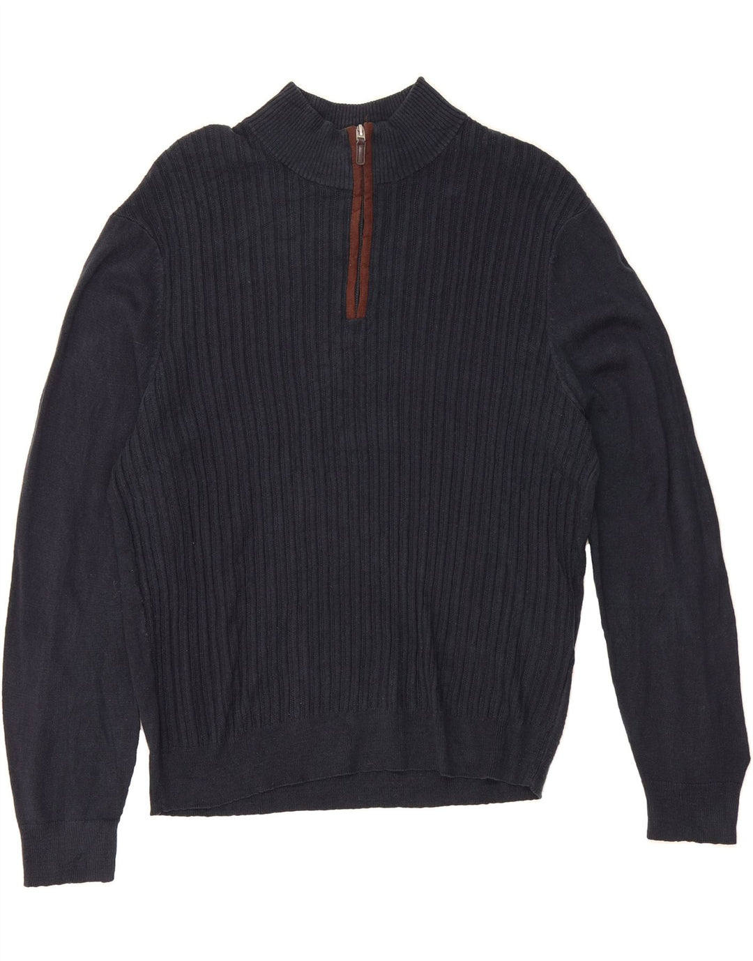 DOCKERS Mens Zip Neck Jumper Sweater Large Navy Blue Acrylic Vintage Dockers and Second-Hand Dockers from Messina Hembry 