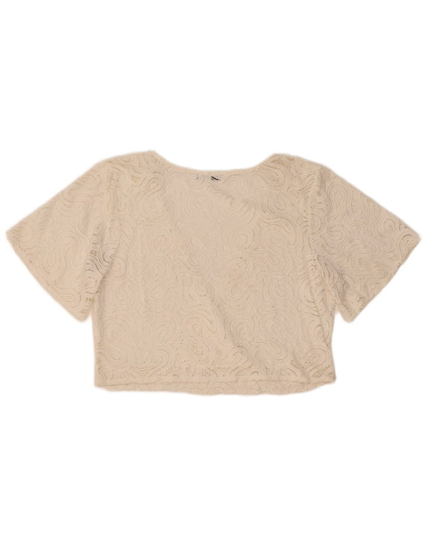 Zara Γυναικείο Lace Crop Top UK 16 Large White