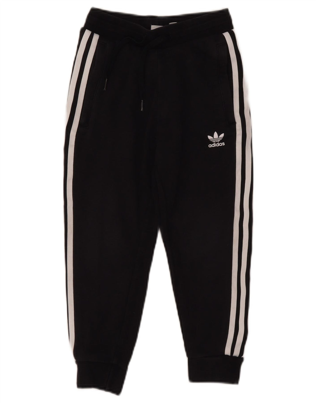 ADIDAS Boys Tracksuit Trousers Joggers 6-7 ετών Μαύρο Βαμβακερό