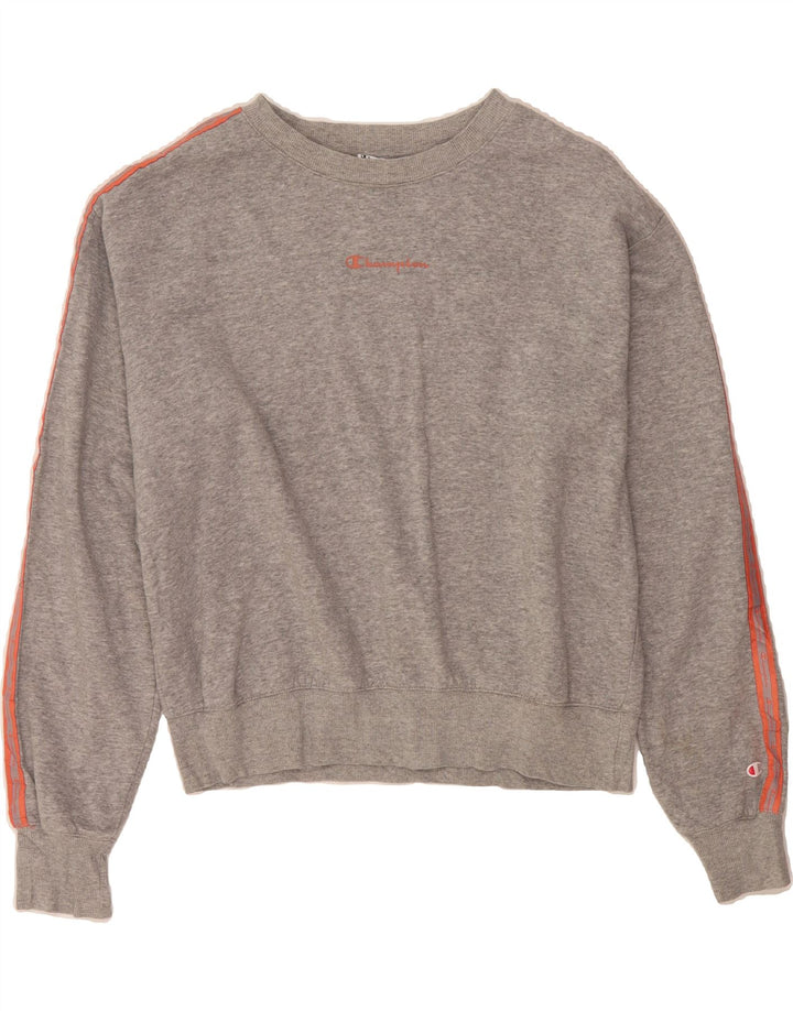 CHAMPION Womens Crop Graphic Sweatshirt Jumper UK 16 Large Grey Vintage Champion and Second-Hand Champion from Messina Hembry 