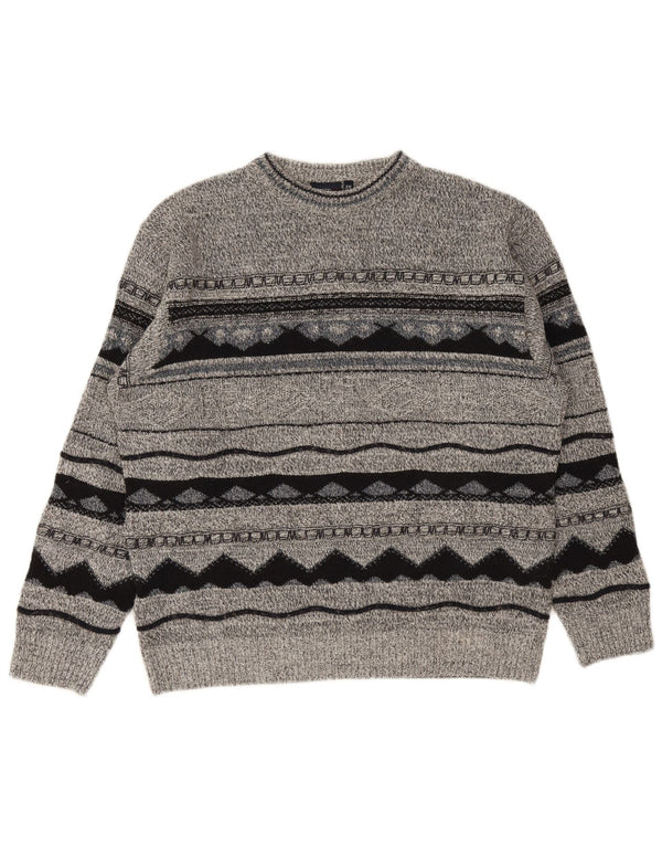 Ανδρικό πουλόβερ Carletti Crew Neck Jumper 2XL Γκρι γεωμετρικό ακρυλικό