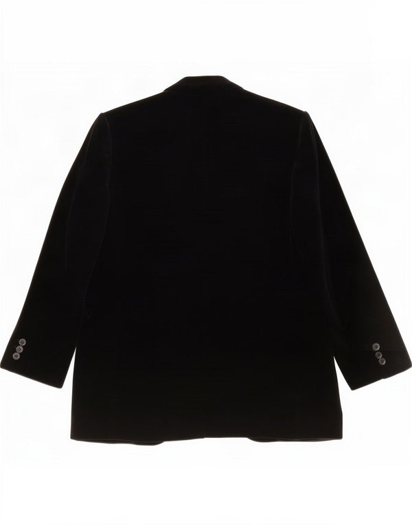Vintage Ανδρικό Velvet 1 Button Blazer Jacket UK 38 Medium Black Cotton