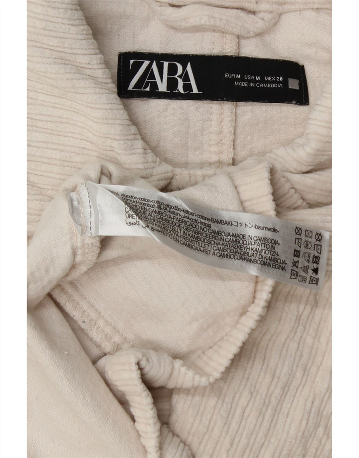 Zara Γυναικείο Κοτλέ Μπουφάν UK 14 Μεσαίο Λευκό Βαμβακερό