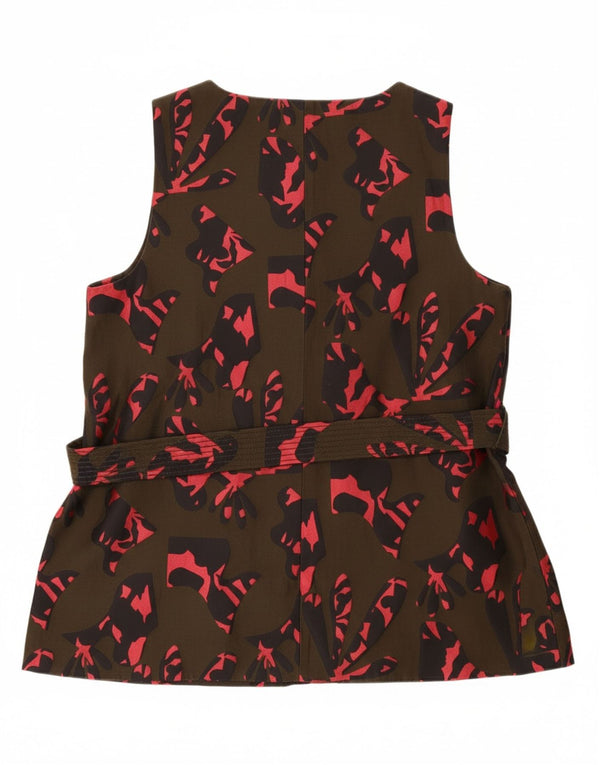 BANANA REPUBLIC Γυναικεία Abstract Pattern Μπλούζα Top UK 14 Medium Khaki