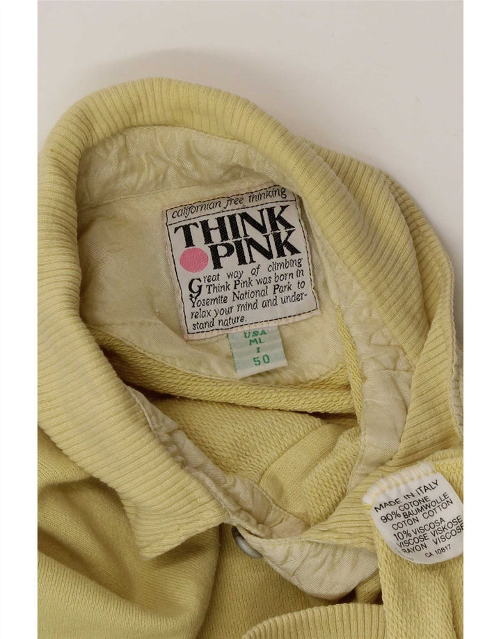 Ανδρική μπλούζα Think Pink Polo Jumper IT 50 μεσαίου κίτρινου βαμβακερού