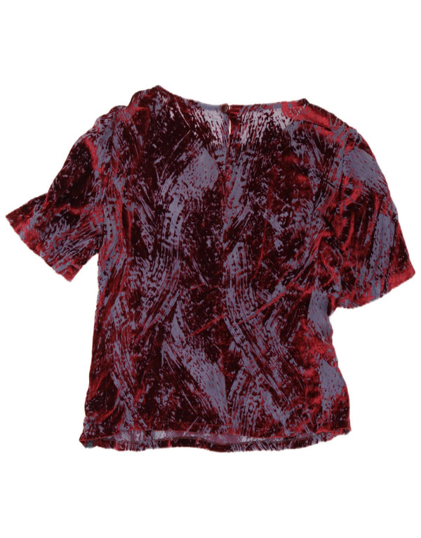 Vintage Γυναικεία Abstract Pattern Μπλούζα Top IT 46 Large Burgundy Viscose