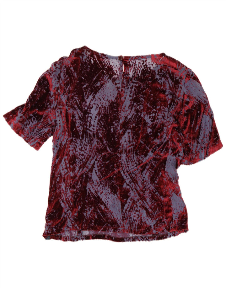 Vintage Γυναικεία Abstract Pattern Μπλούζα Top IT 46 Large Burgundy Viscose