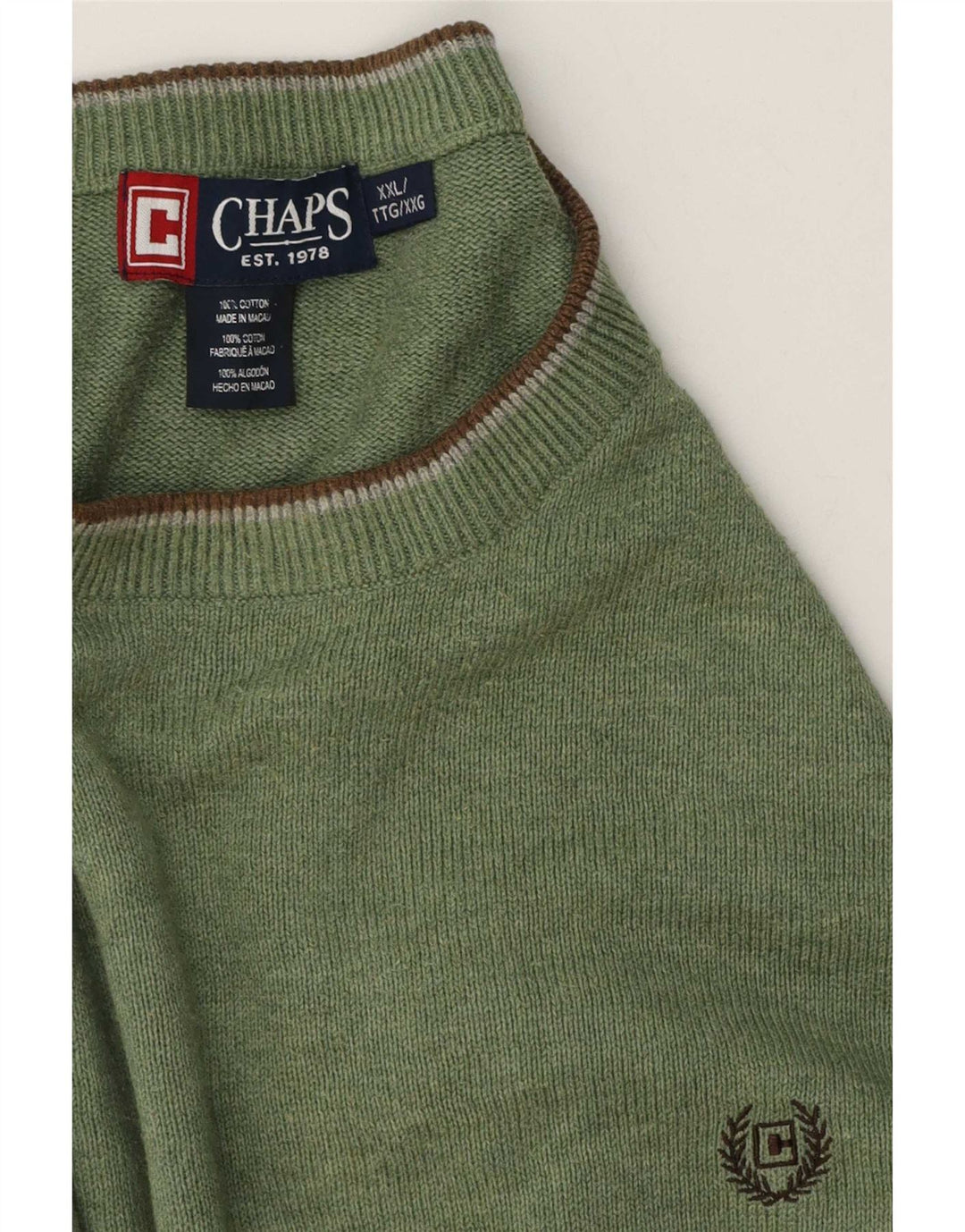 Ανδρικό πουλόβερ Chaps Regular Fit Crew Neck Jumper 2XL πράσινο βαμβακερό