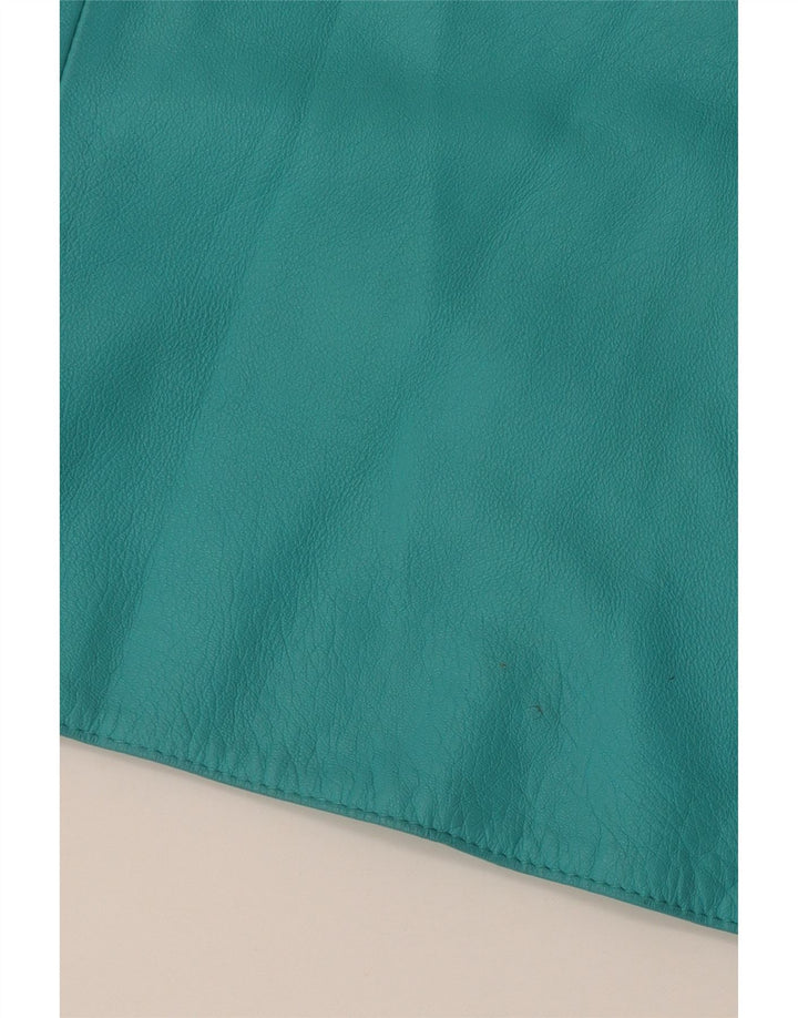 Vintage Γυναικεία Δερμάτινη Φούστα IT 44 Medium W28 Turquoise Leather