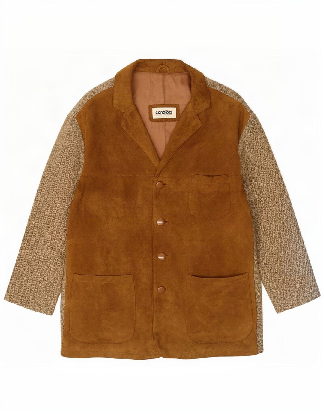 Conbipel Γυναικείο Suede Jacket IT 42 Medium Beige Leather ψαροκόκαλο