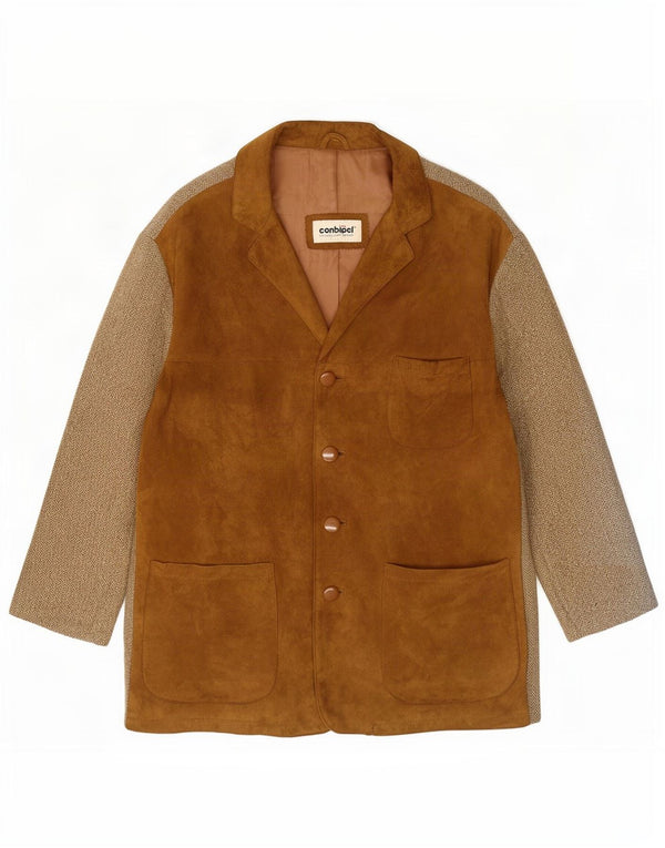 Conbipel Γυναικείο Suede Jacket IT 42 Medium Beige Leather ψαροκόκαλο