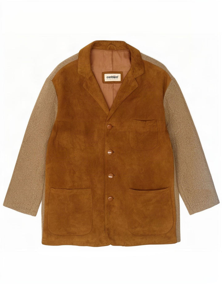Conbipel Γυναικείο Suede Jacket IT 42 Medium Beige Leather ψαροκόκαλο