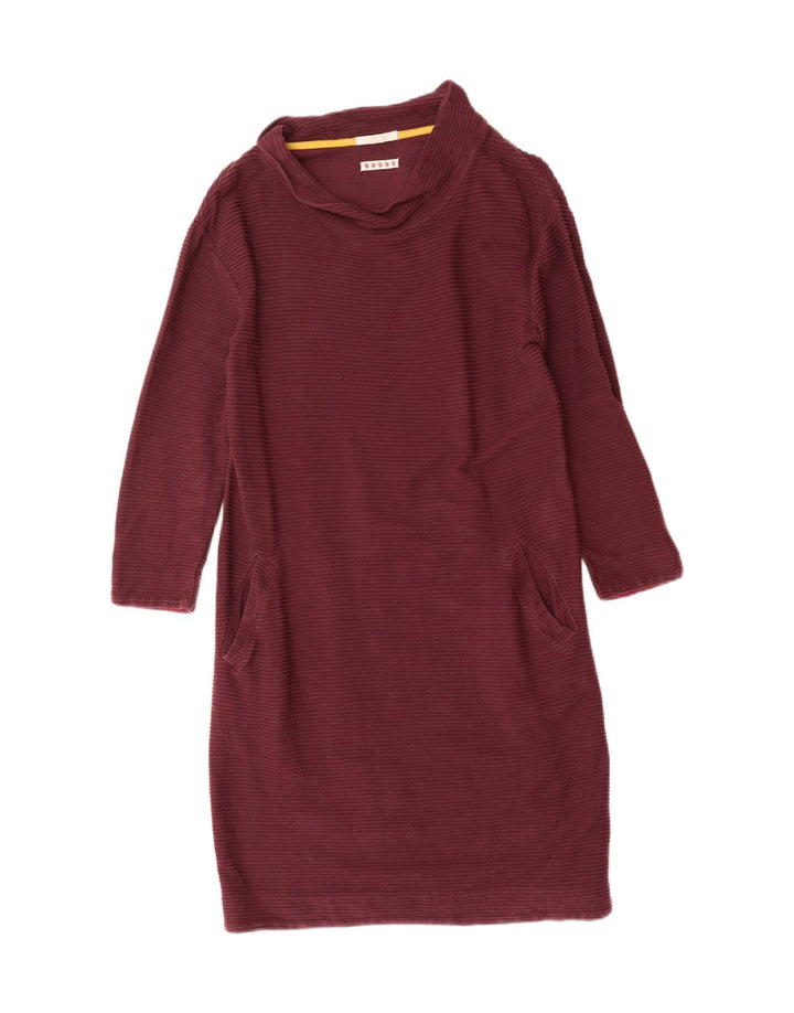 WHITE STUFF Womens Long Sleeve Basic Dress UK 12 Medium Burgundy Cotton Vintage White Stuff and Second-Hand White Stuff from Messina Hembry 