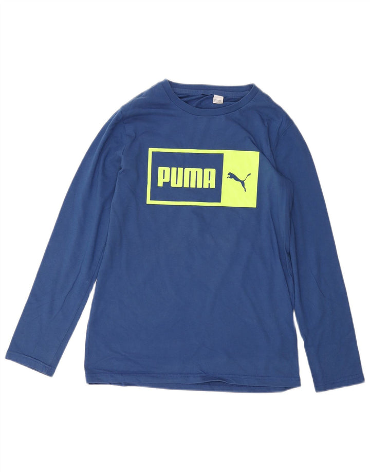Ανδρικό γραφικό τοπ PUMA, μακρυμάνικο, μικρό μπλε βαμβακερό