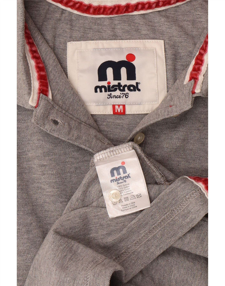 MISTRAL Womens Polo Shirt UK 12 Medium Grey Cotton
