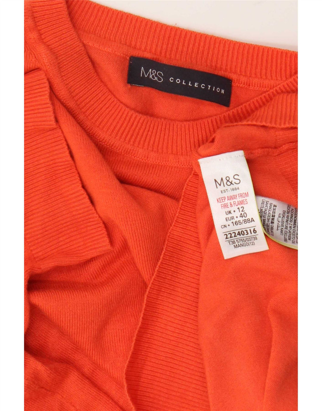 Marks & Spencer Γυναικείο πουλόβερ με λαιμόκοψη UK 12 Medium Orange