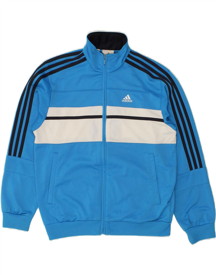 ADIDAS Boys Tracksuit Top Jacket 11-12 Years Blue Colourblock Polyester | Vintage Adidas | Thrift | Second-Hand Adidas | Used Clothing | Messina Hembry 