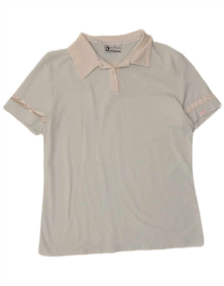 SERGIO TACCHINI Γυναικείο μπλουζάκι πόλο UK 14 μεγάλο μπλε πολυαμίδιο