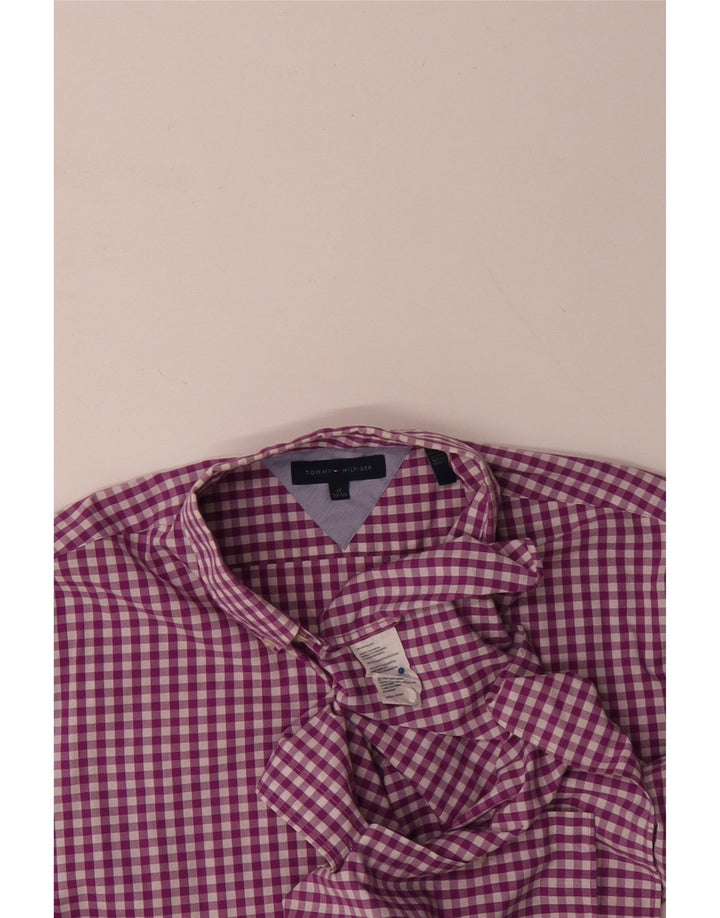 TOMMY HILFIGER Ανδρικό πουκάμισο 17 XL Μωβ βαμβακερό Gingham