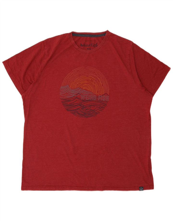 WEIRD FISH Ανδρικό γραφικό T-Shirt Top 2XL κόκκινο βαμβακερό
