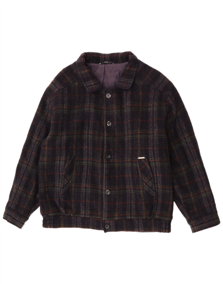Vintage Ανδρικό μπουφάν UK 36 Small Navy Blue Check New Wool