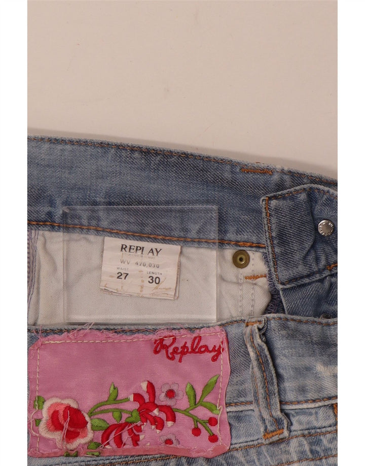 Replay Γυναικείο Τζιν Σορτς W27 Μικρό Μπλε Βαμβακερό