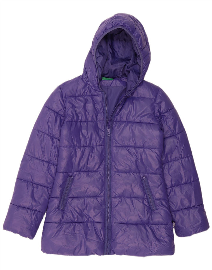 BENETTON Girls Hooded Jacket 11-12 Years 2XL Purple Polyester