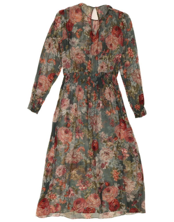 VINTAGE Γυναικείο μακρυμάνικο Maxi Φόρεμα UK 12 Medium πολύχρωμο Floral