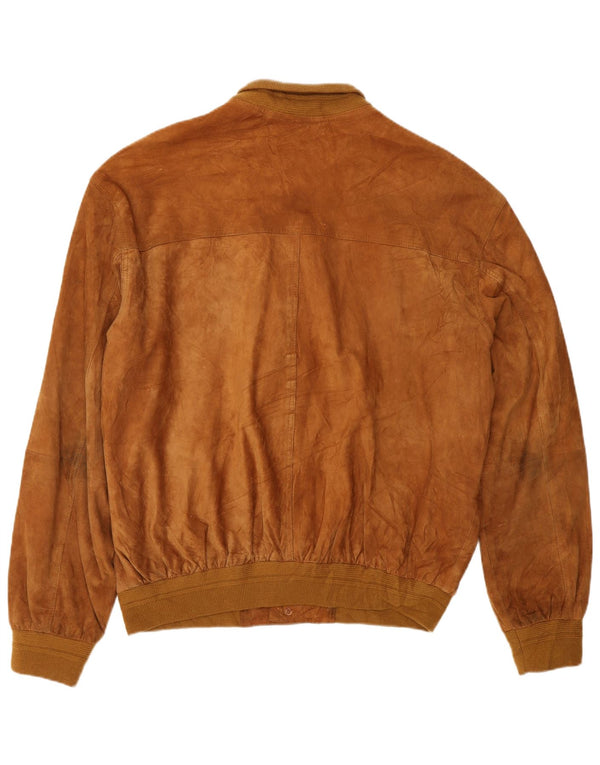 Vintage Ανδρικό Suede Bomber Jacket IT 56 3XL Brown Suede