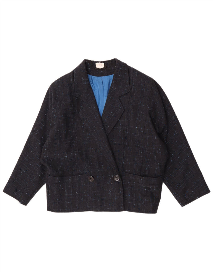 Vintage γυναικείο μπουφάν υπερμεγέθη μπλέιζερ EU 34 XS Navy Blue Check