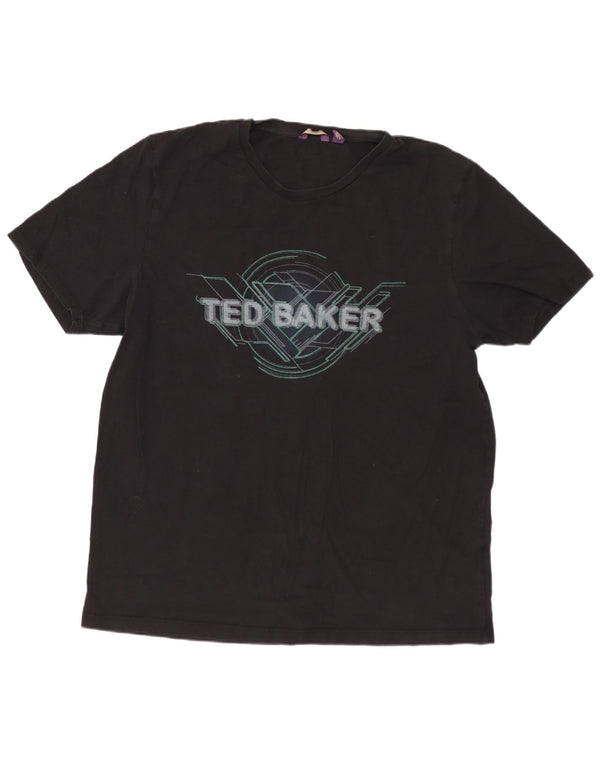 TED BAKER Ανδρικό γραφικό T-shirt Top Size 6 2XL Μαύρο