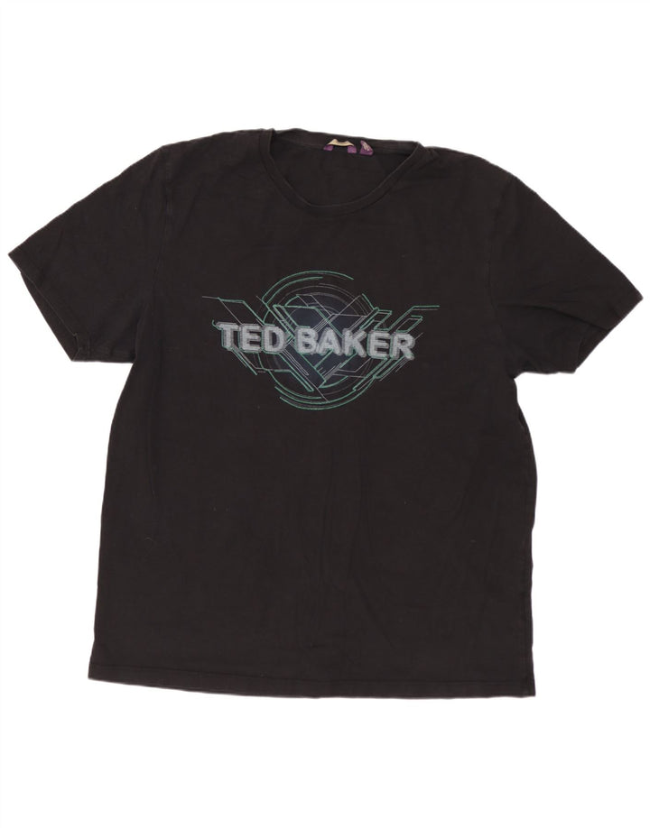 TED BAKER Ανδρικό γραφικό T-shirt Top Size 6 2XL Μαύρο